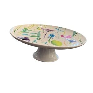 Portmeirion Water Garden ~ 9 3/4" Pedestal Cake Stand ~ Colorful Flowers